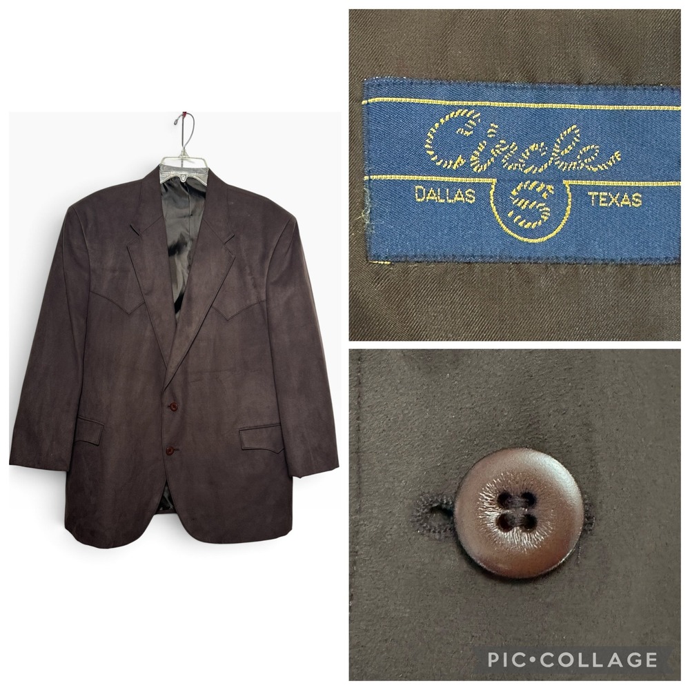 Circle S Dallas Texas Western Blazer Brown Faux Suede Sport Coat 48R